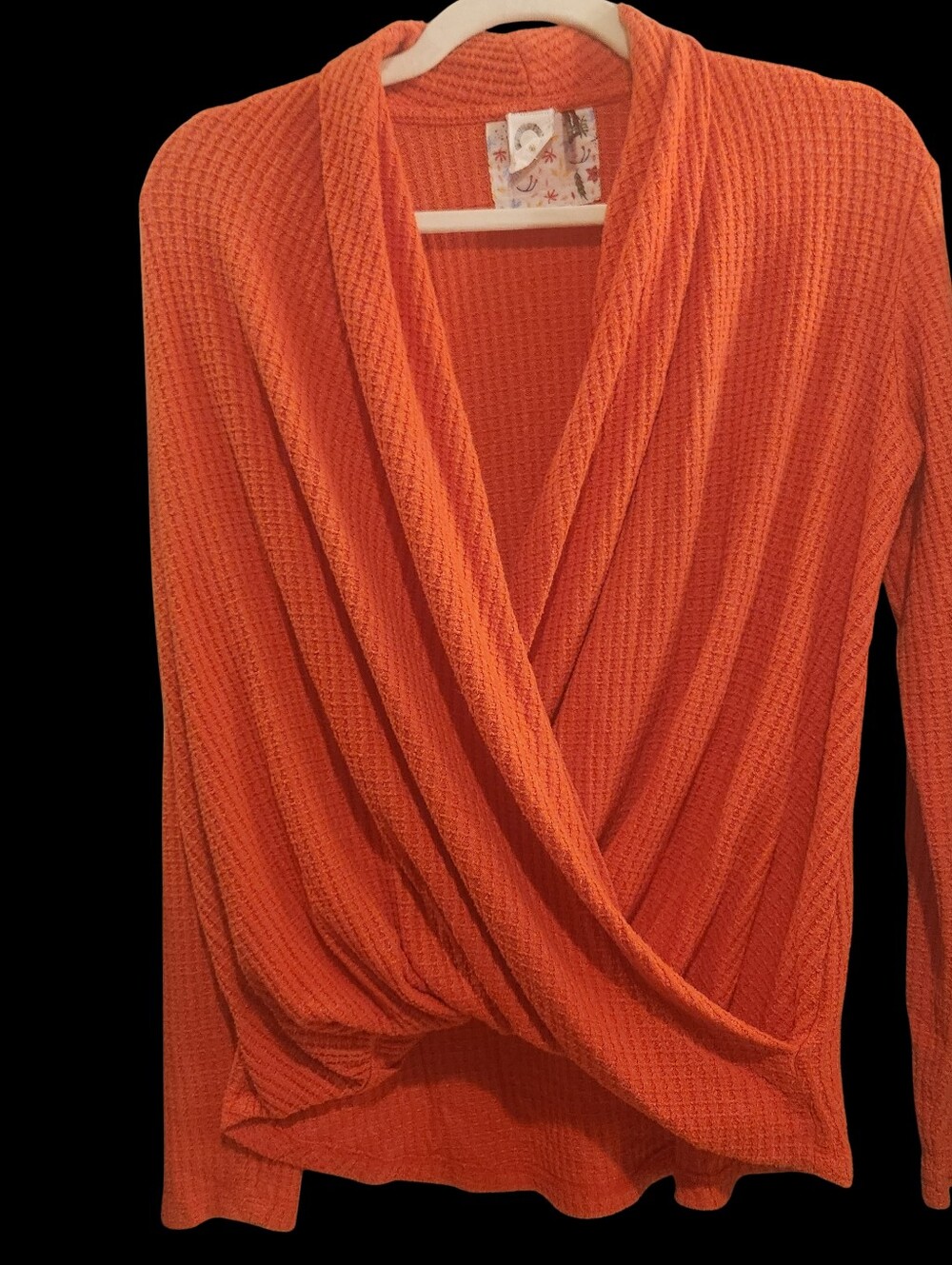 Anthropologie AKEMI + KIN Cozy Chic Coral Orange Draped Wrap Top Size Small